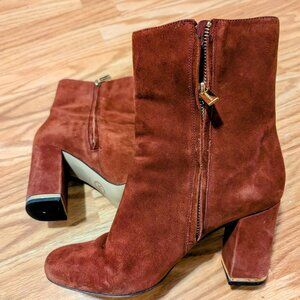 Michael Kors Women’s Leather Suede Burnt Orange Mid Calf Heeled Boots size 7.5